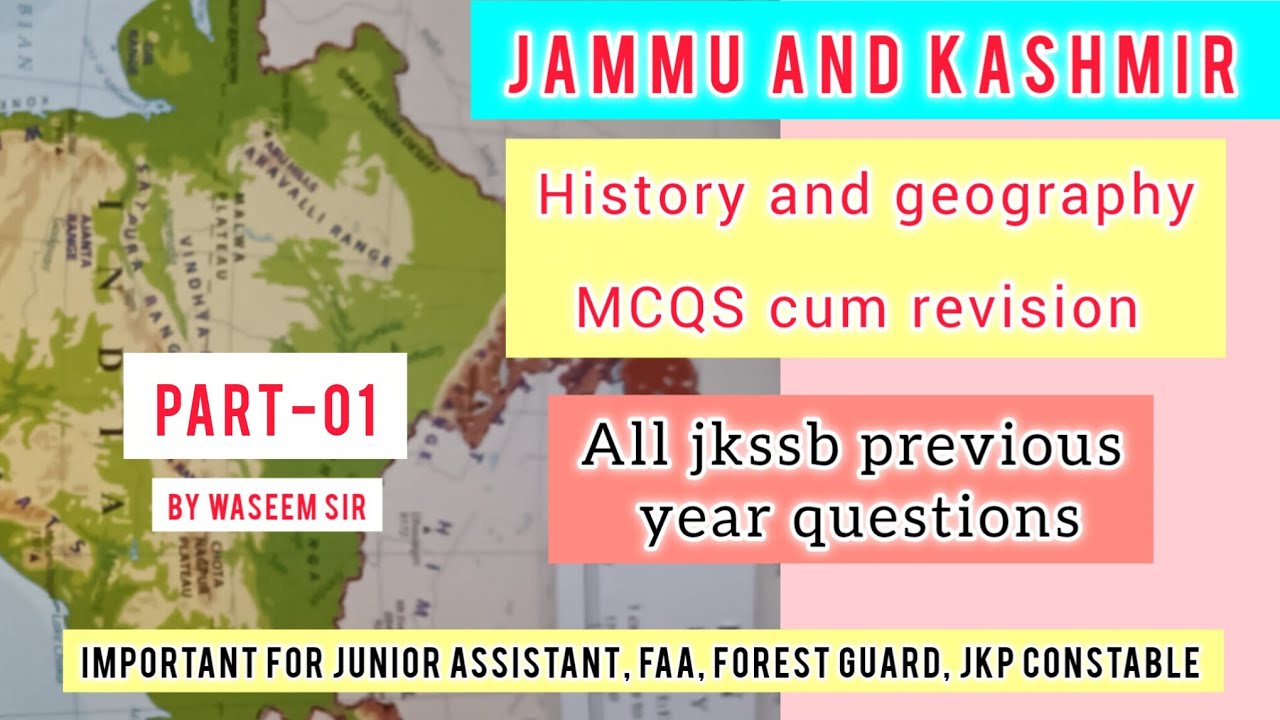 Jammu and kashmir //History and Geography //PYQ CUM REVISION SESSION//Junior assistant, forest, FAA