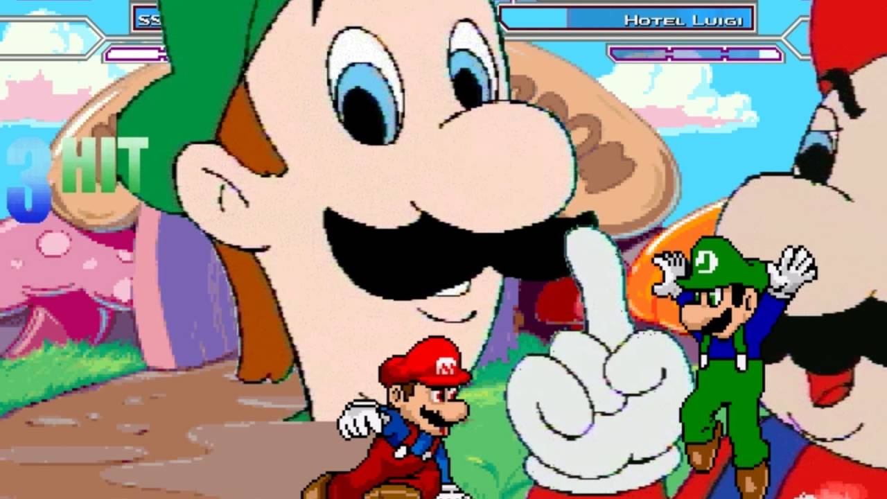 MUGEN Request #30(re) SMW TV Mario(me) & SSB4 Mama Luigi vs Hotel Mario Bros