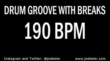 190 BPM - Simple Drum Beat - Backing Drum Track With Breaks - Practice Tool