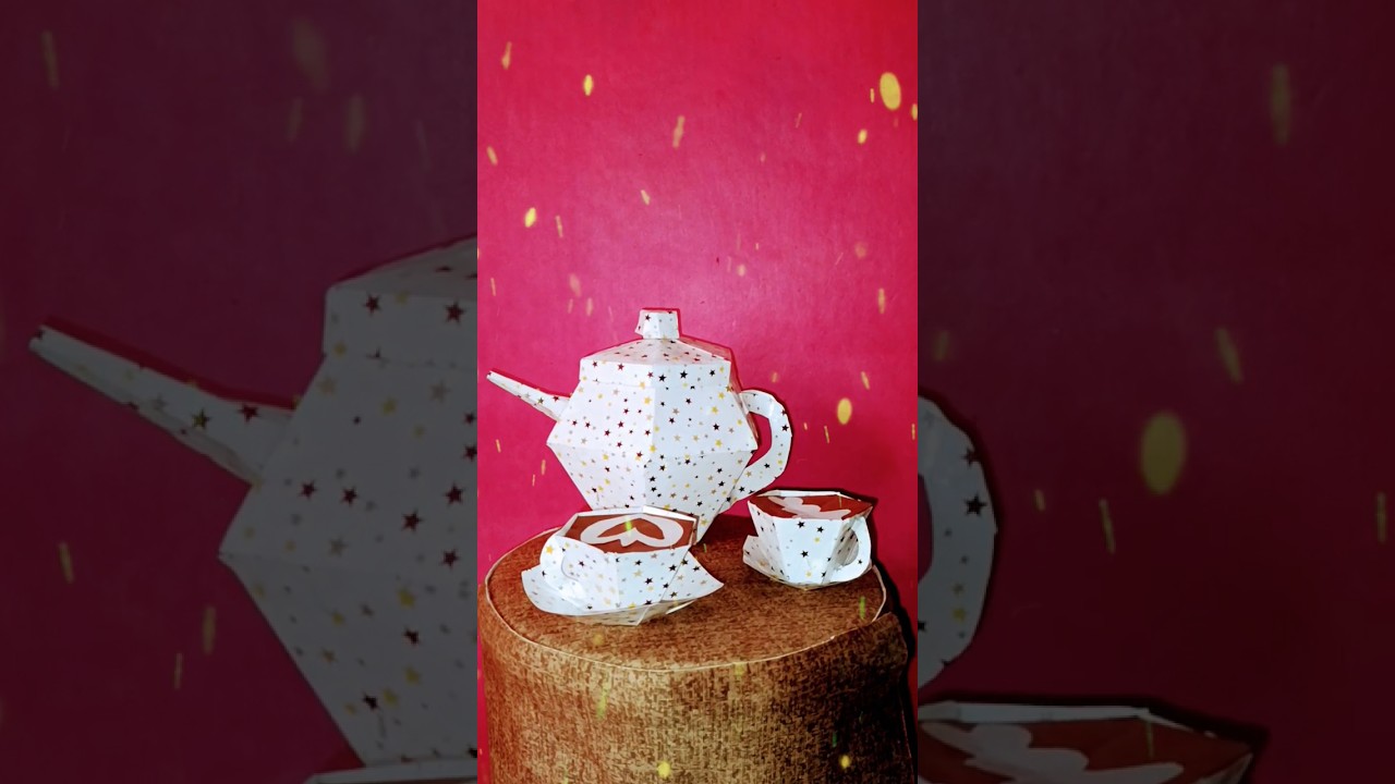 DIY MINI PAPER TEAPOT AND CUPS/Paper Craft/ mini Paper Teapot set crafts/ 