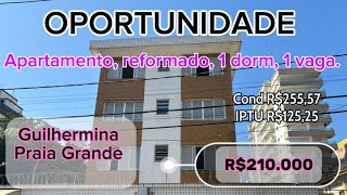 R210.000 Apto Reformado 1 Dormitório Praia Grande Guilhermina 300M Da Praia Com Churrasqueira