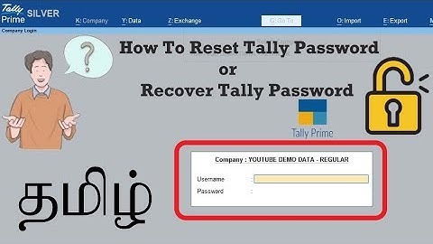 How To Recover Password in Tally| Reset User Name and Password in Tally | Recover Tally Password