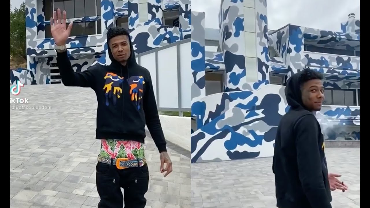 Blueface Wraps His Entire Mansion In Blue Cameo Youtube