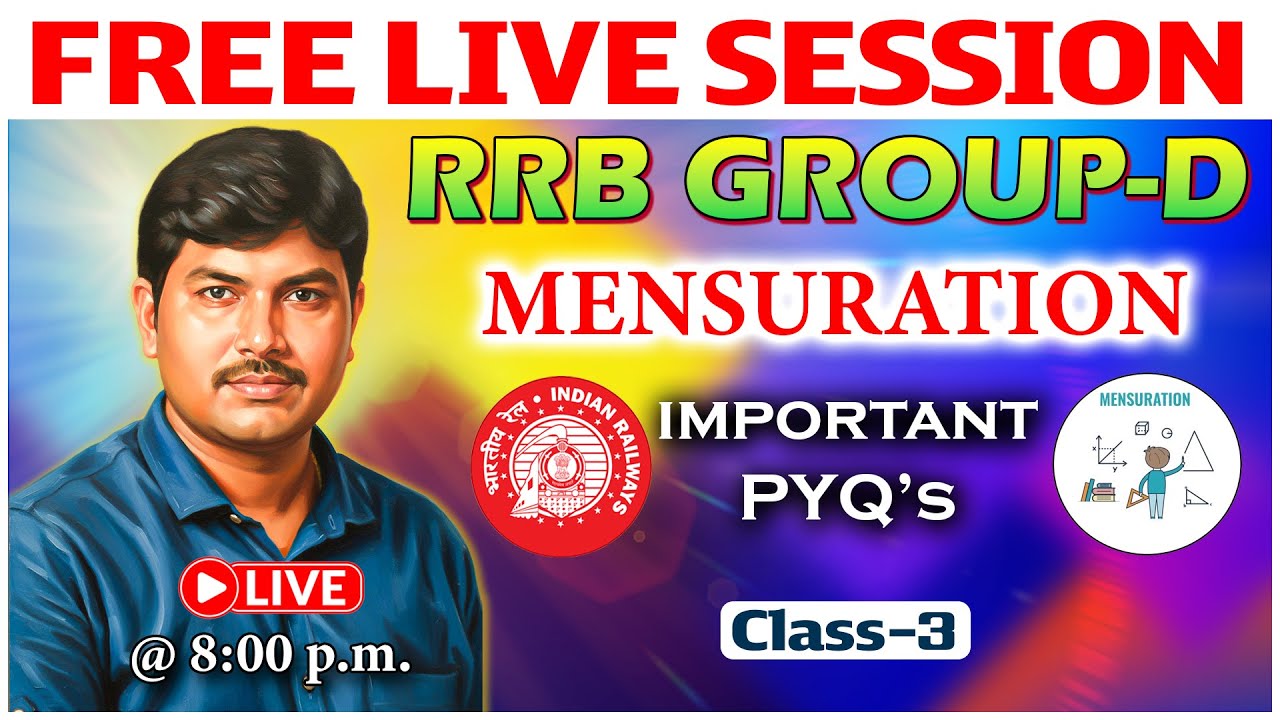 📌 LIVE Class: Mensuration PYQ’s | Maths Live Class-3 for RRB Group-D| Ramu Sir | Genius Study Circle