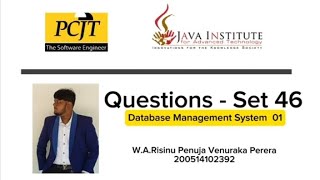Question Set 46 | Database Management System | Java Institute