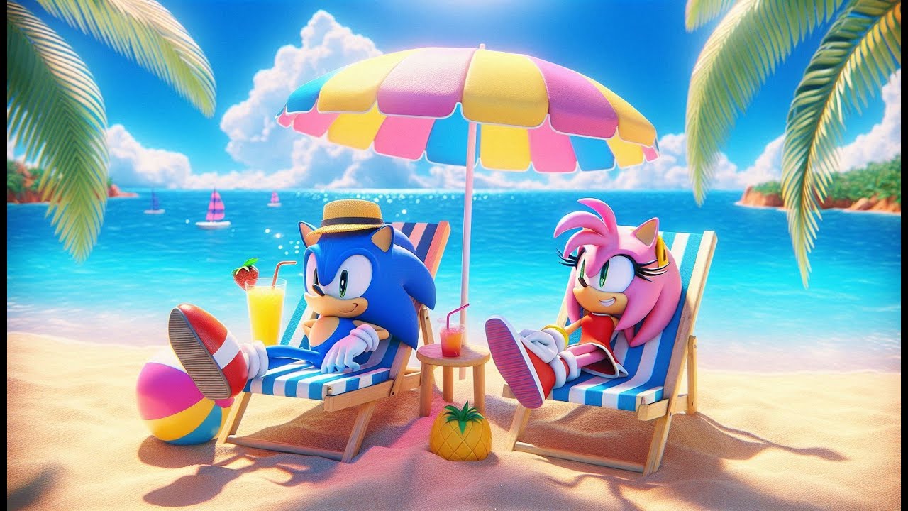 SONIC & AMY Amazing Summer Vacation - Sonic The Hedgehog 3 Animation💓 ...