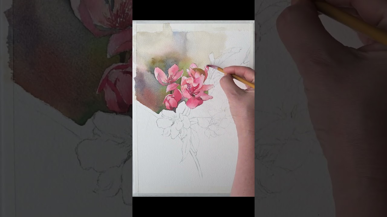 Watercolor Painting Tutorial - How to paint Blossom Tree flowers