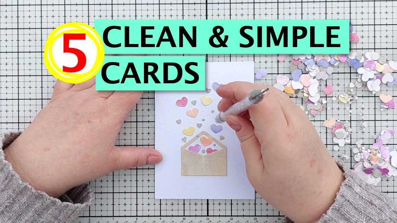 Ещё 5 простых и незамысловатых открыток с использованием маленьких сердечек! [2026/035]