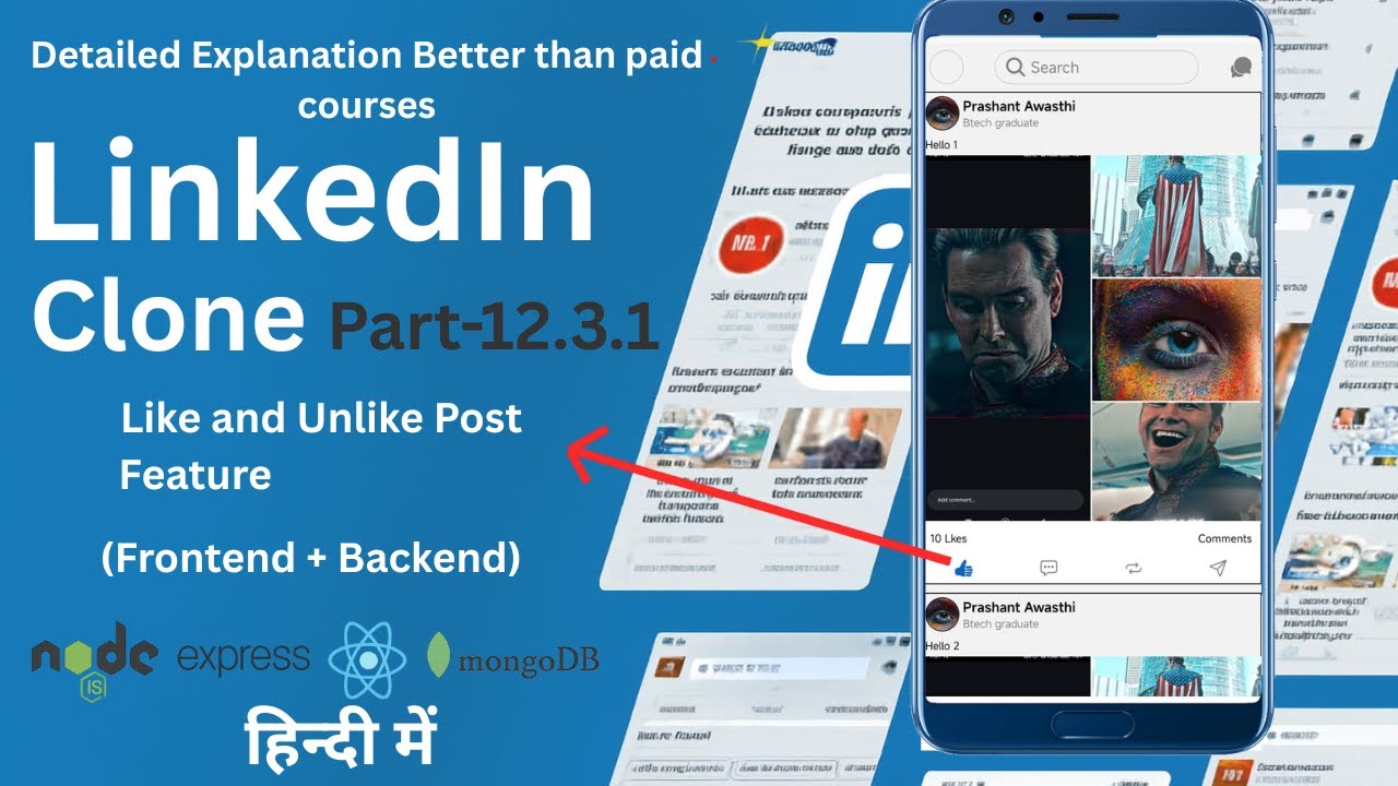 LinkedIn Clone With React Native | Like and unlike  (Frontend+Backend)| Part 12.3.1| 