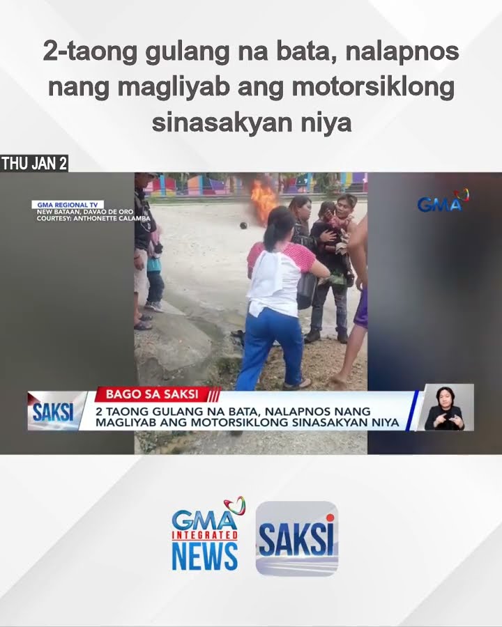 2-taong gulang na bata, nalapnos nang magliyab ang motorsiklong sinasakyan niya | Saksi
