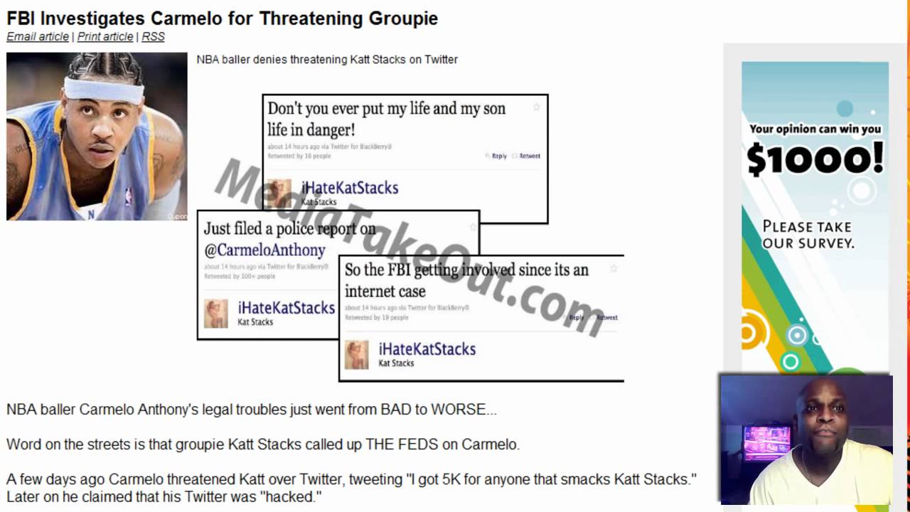 Carmelo Anthony Threatening Kat Stacks! YouTube