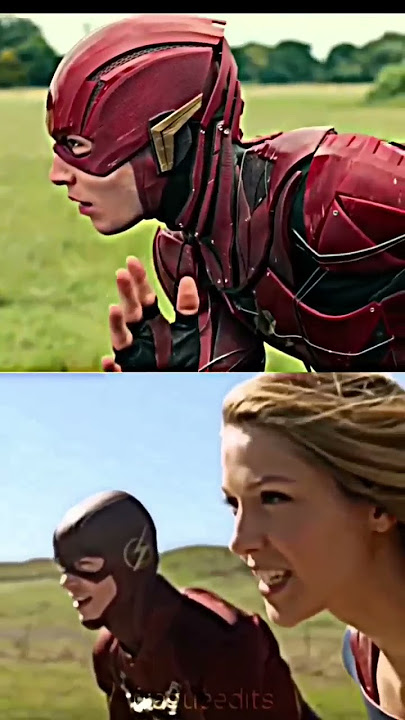 The Flash Supergirl & Superman race
