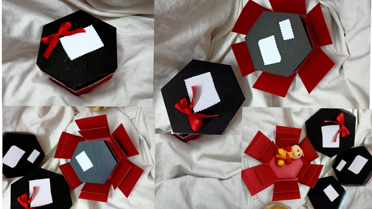 Hexagon explosion box tutorial | exploding box | hexagon box idea ️ ️ ️ ...