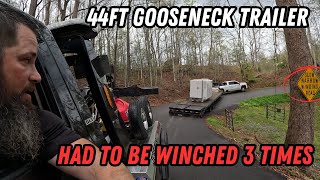 They Didn't Want To Pay Us! | 44ft Gooseneck Trailer Had To Be Winched 3 Separate Times