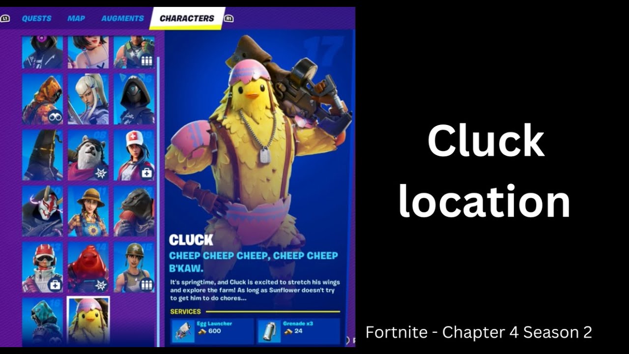 Where Cluck is on the island - Fortnite Chapter 4 Character Location #17
