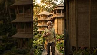 Old Man Build a Giant Bamboo House 🏕 #shorts #bamboohouse #craftsmanship #diy