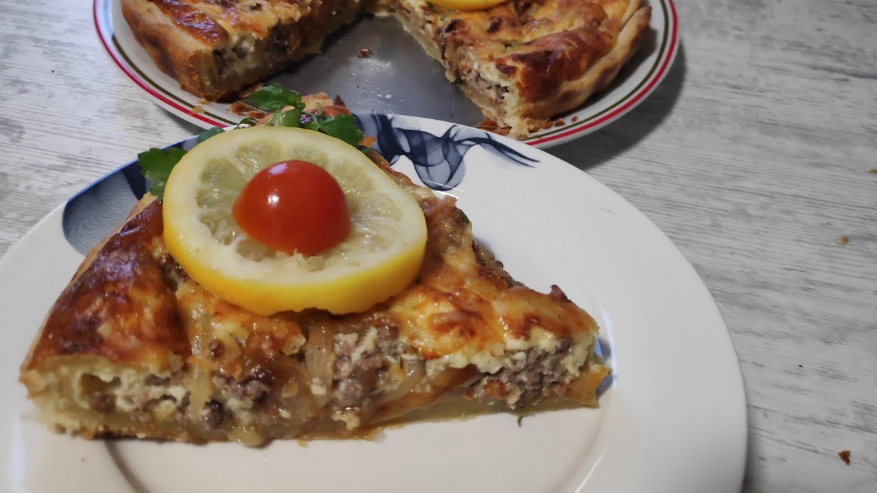 اطباق رمضان/ كيش بالحم مفروم وبصل معصل بنة يا سلام /Quiche a la viande  hachée/مع مطبخ قمر
