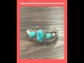 Navajo Style Turquoise Natural Stone, C Shaped Cuff Bracelet Antique Silver