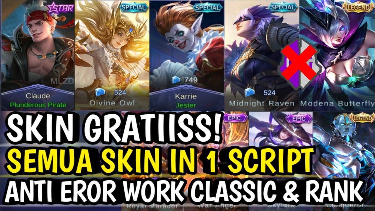 Tutorial Script Skin Mobile Legends Semua Skin Gratis Dalam 1 Script