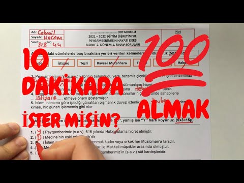 8. Sınıf Peygamberimizin Hayatı 2. Dönem 1. Yazılı Soruları