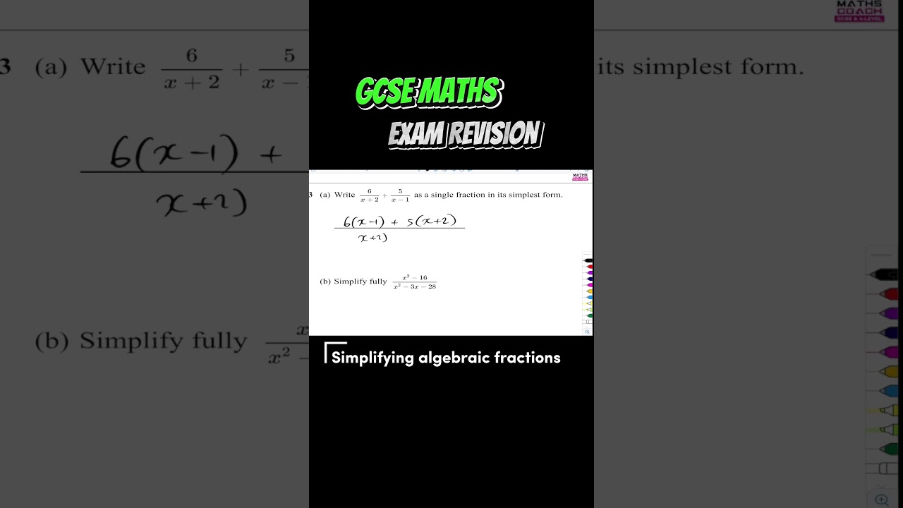 Simplifying algebraic fractions #shortsvideo #gcsemaths - YouTube