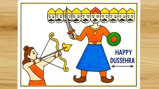 How To Draw Ravan Easy Ravan Drawing Dussehra Drawing Happy Dussehra Dussehra Scene