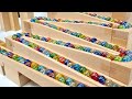 マーブルランレース☆小さな大工さんの木製レーンを使ったスピードマーブルコース♪