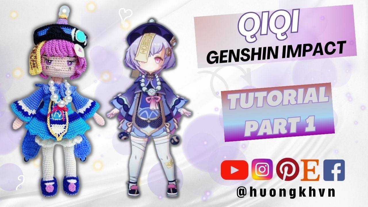#55 | Qiqi Genshin Impact Crochet Tutorial | Amigurumi Qiqi doll | Genshin Impact Amigurumi | PART 1