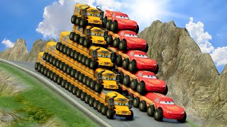 Long & Short Miss Fritter vs Long & Short Lightning Mcqueen with BTR wheels vs DOWN OF DEATH BeamNG