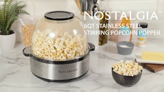 NSPFP6SS | Nostalgia 6Qt. Stainless Steel Stirring Popcorn Popper