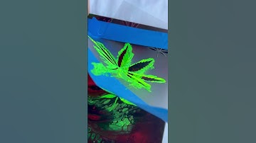 Leaf stencil reveal 🍃👌😍 fluorescent paint #shorts #art #abstract #fluidart