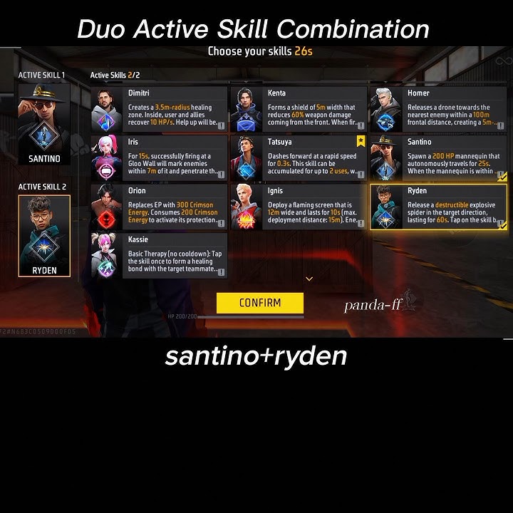 new duo active skill combination 💯 | santino ryden | @panda-ff9@BoxOfVengeance