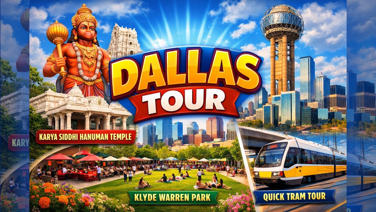 Dallas Trip Vlog | Karya Siddhi Hanuman Temple, Reunion Tower & Klyde Warren Park | Travel Vlog