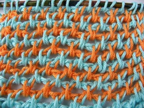 Tunesisch Häkeln - Schneeweißchen-Ajourmuster, zweifarbig ...