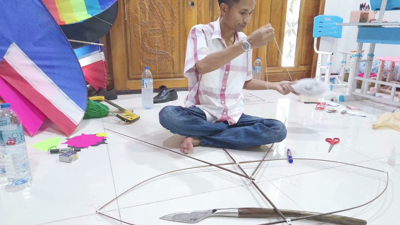 ทำว่าวจุฬา130 เซนติเมตร ผูกมัดโครงว่าวจุฬาก้านลาน130+รีวิวสูตร