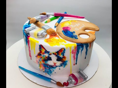 оформление торта для художницы