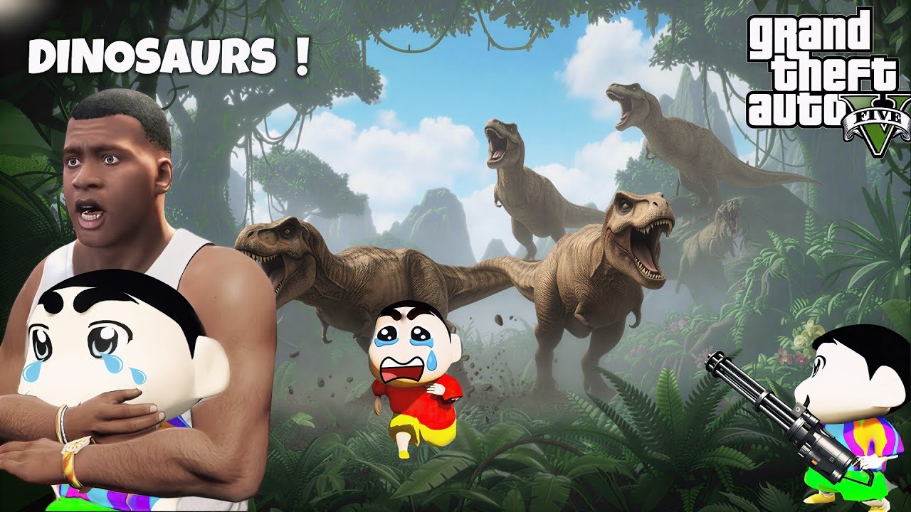 Franklin & Shinchan Attacked by 1000 DINOSAURS 😱 | Epic Survival Adventure