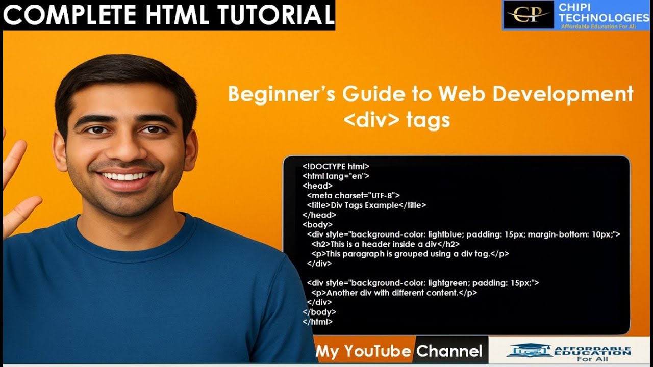Complete HTML Tutorial - Detailed explanation of div tag - YouTube