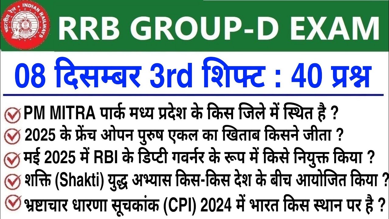 RRB Group D Review 3rd Shift 08 December 2025 | RRB  Group D Exam Analysis today|RRB Group D Review 