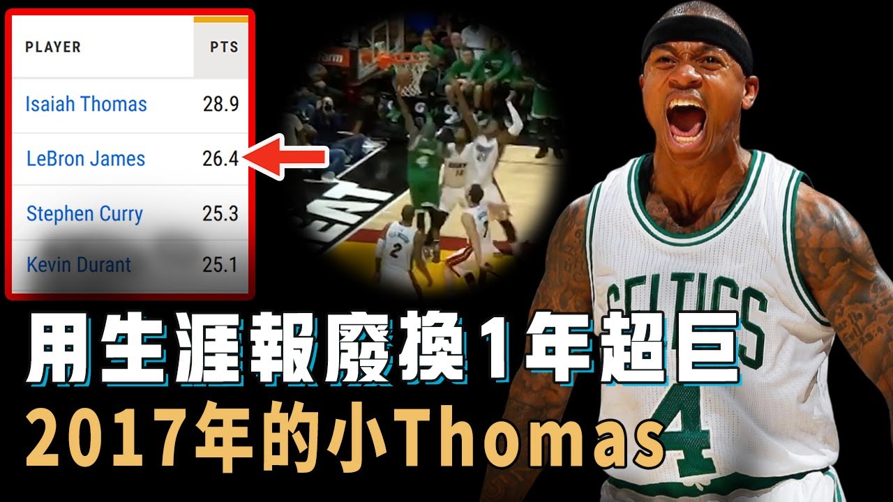 2017年的Isaiah Thomas是不是Iverson之後NBA最強矮將？場均得分超過LBJ、KD和Curry，更在季後賽帶隊打到重傷，只當1年超巨就足夠【NBA球員分析】