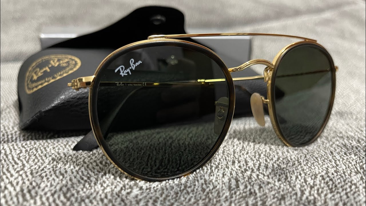 Ray-Ban Round Double Bridge - Dourado - RB3647NL / unboxing 