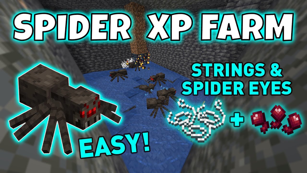 Minecraft Java 1.20+ Easy Spider Spawner XP Farm - String & Spider Eye ...