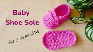 How to Crochet Baby Shoes, Sole 3  6 Months