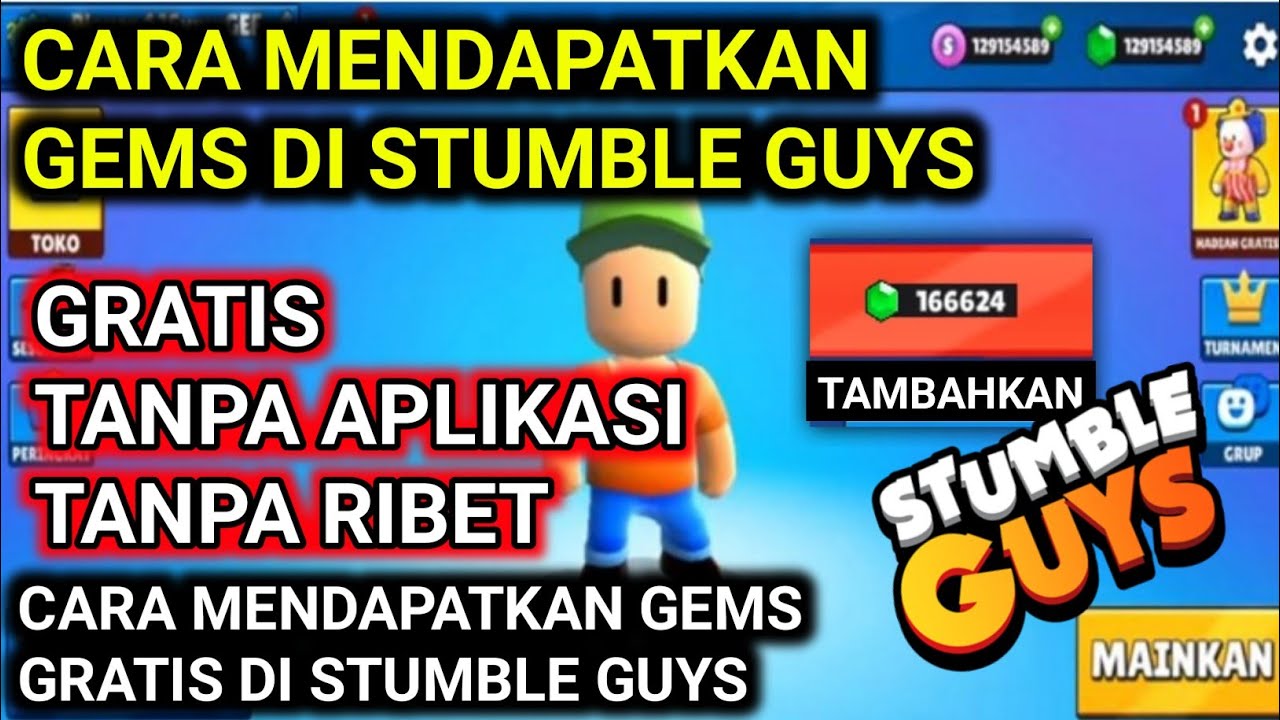 2 cara mendapatkan gems dan coin gratis di stumble guys diamond