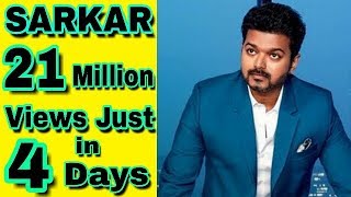 Sarkar teaser records breaking views on youtube/21million views just in 4 days /VIAJAY Kumar