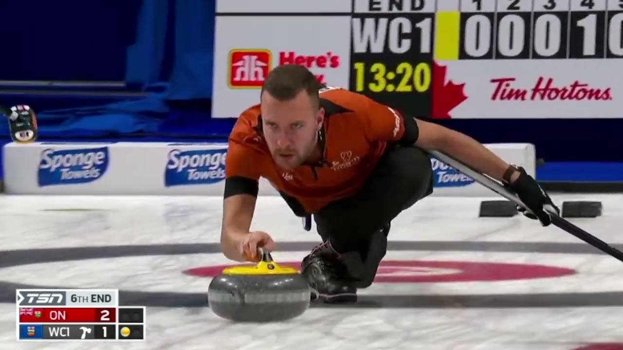 AGITopShots - 2023 Tim Hortons Brier - Brendan Bottcher of Wild Card 1 makes a triple to score big