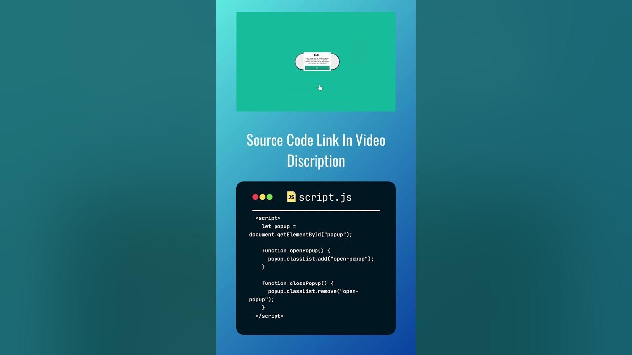 Modal Popup box using HTML, CSS and JavaScript - YouTube