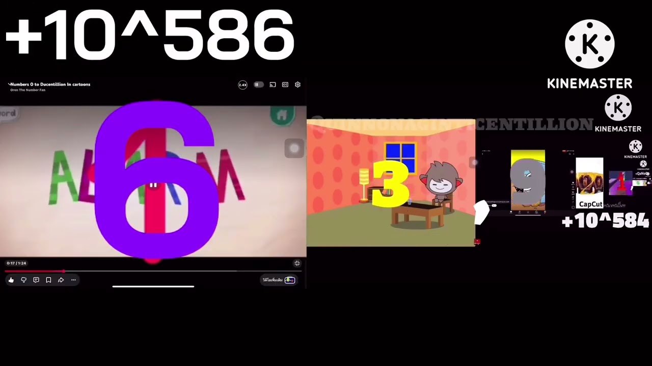 Numbers 0 to septenonaginticentillion in cartoans