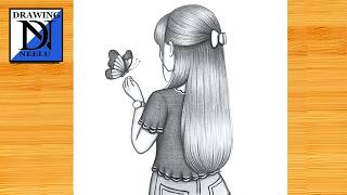 How to Draw a Backside Girl With Butterfly 🦋 || Easy Drawing for Beginners || Girl Drawings