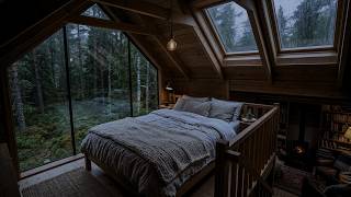 Rainy Forest Cabin 🌧️ Soft Piano Music &amp; Rain Sounds on Window for Deep Sleep